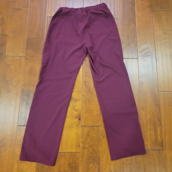 REVEL WOMENS WIDE LEG PROFESSIONAL SCRUB PANTS - MAROON- SIZE MEDIUM - Picture 5 of 7